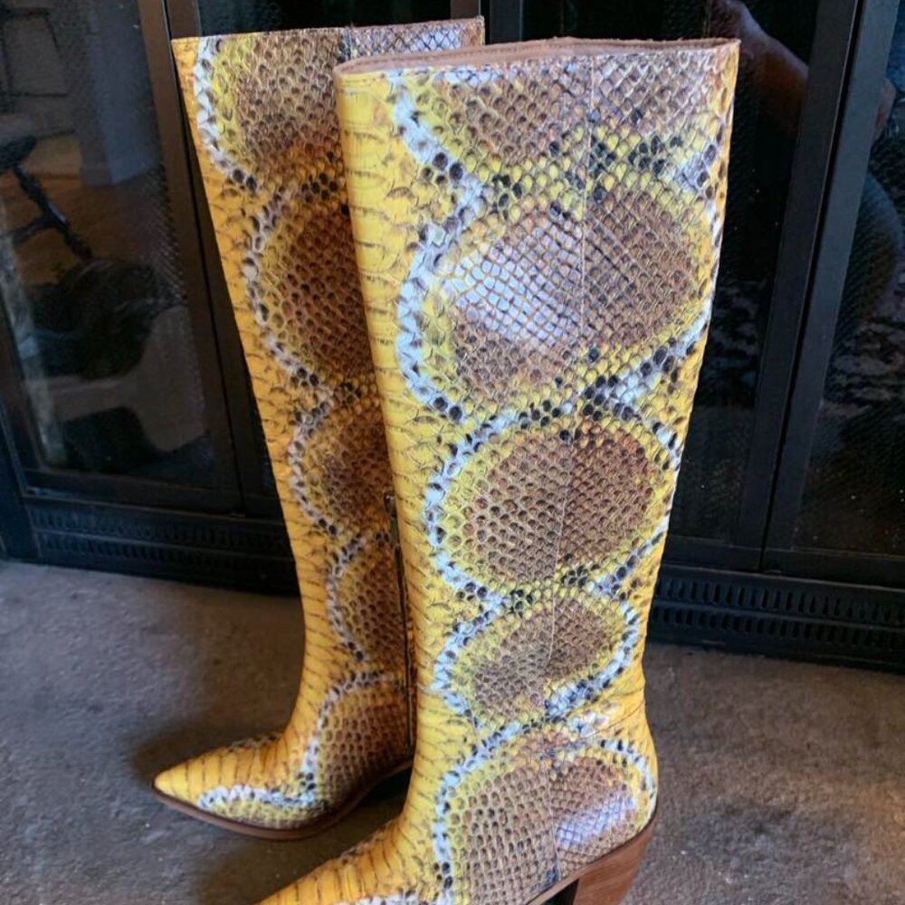 Sam Edelman Lindsey Snake Boots Yellow